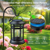 Solar Lantern Hanging Lights Black LED Outdoor Patio Garden Decor